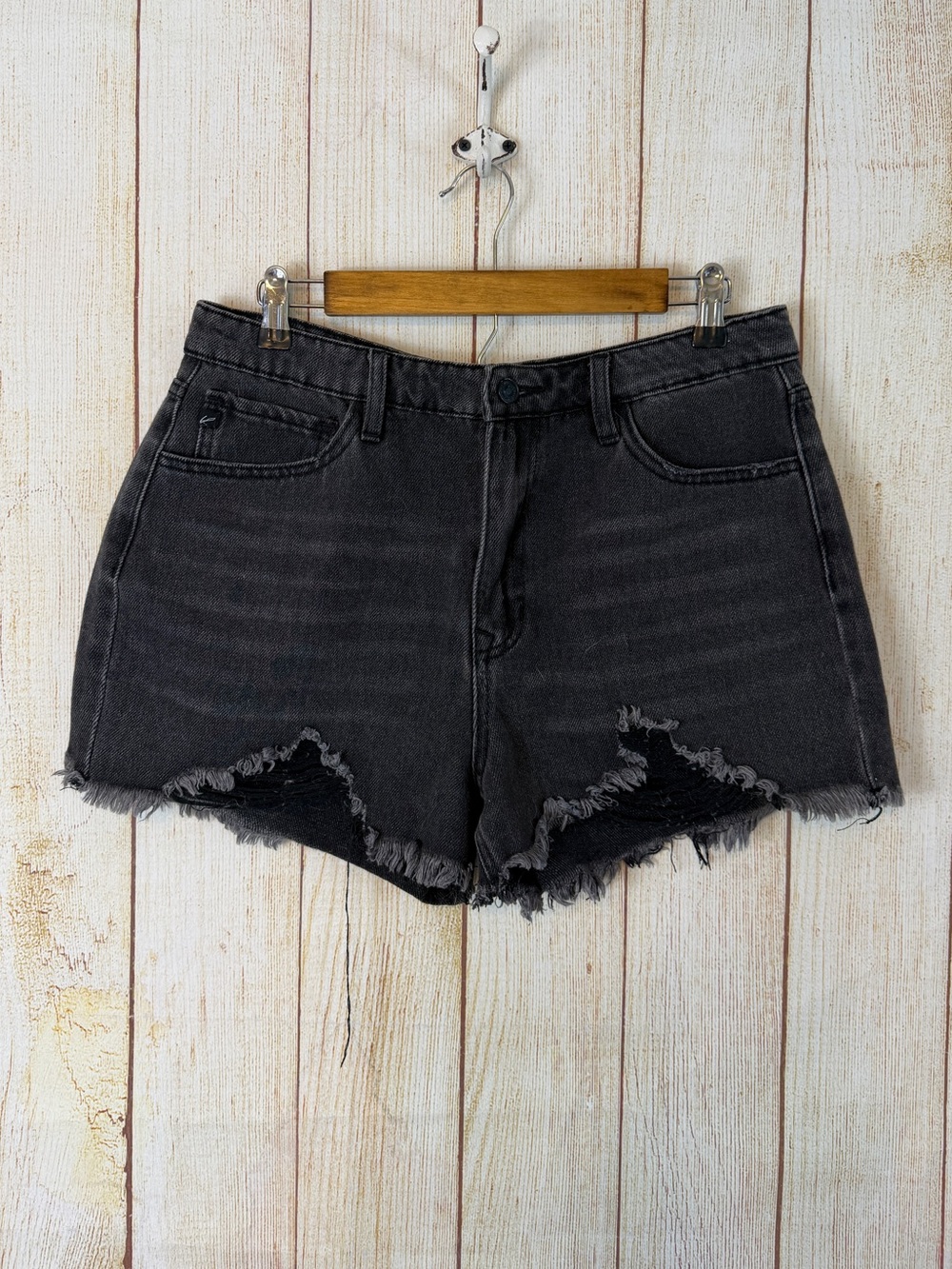 KanCan Black Distressed High Rise Denim Shorts Size 11/29